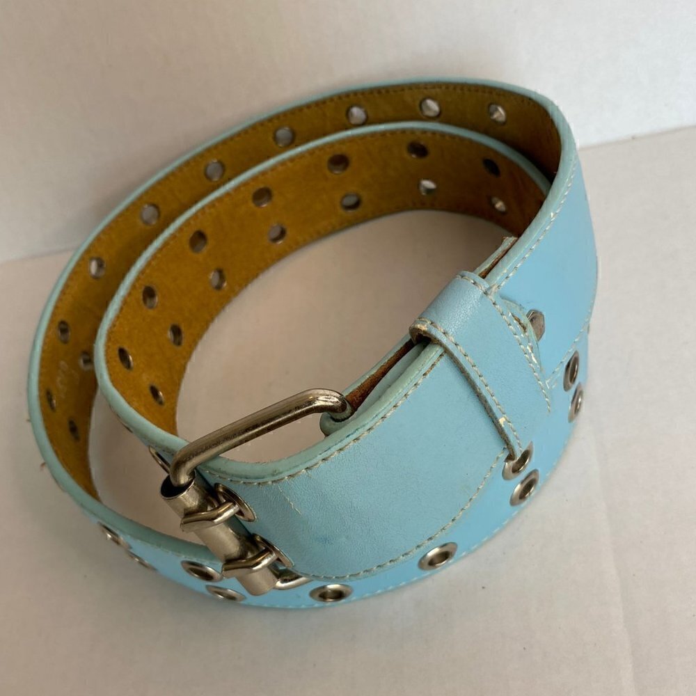 𝅺genuine Leather Blue Belt